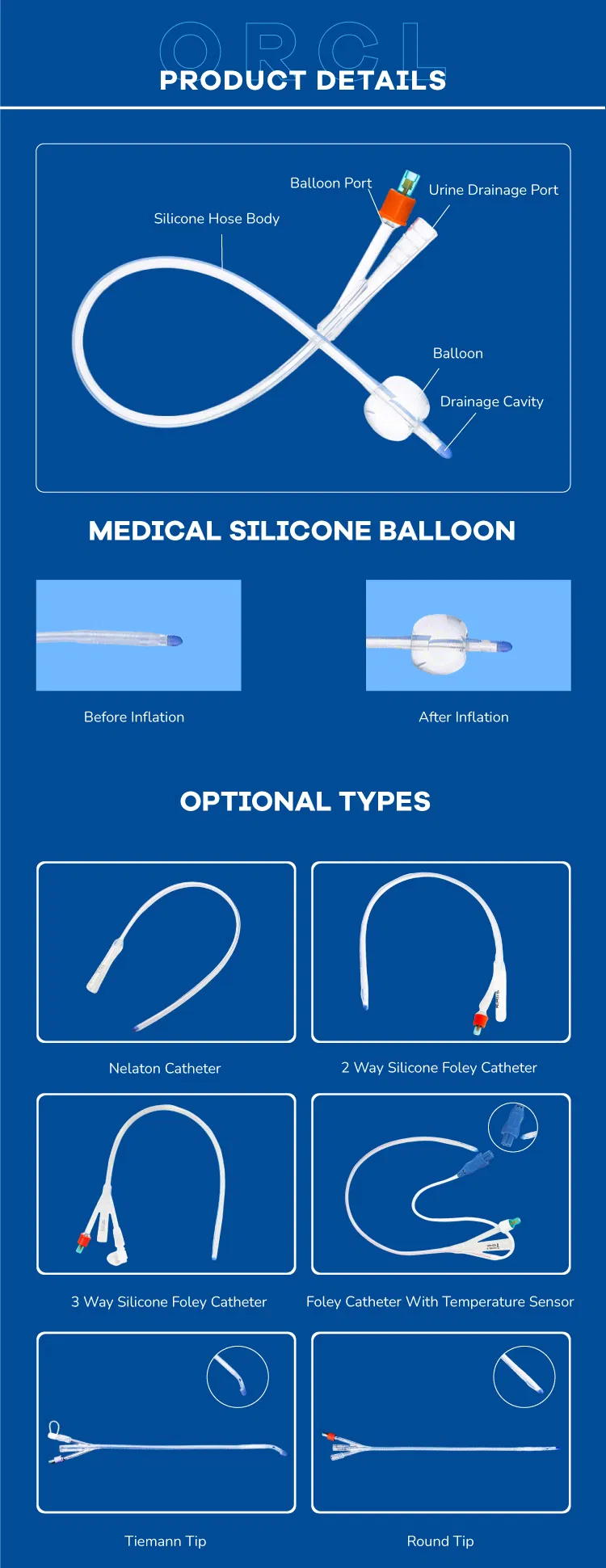 Catéters à base de silicone à usage unique 1 voie 2 voie 3 voie Fr6-Fr30 2