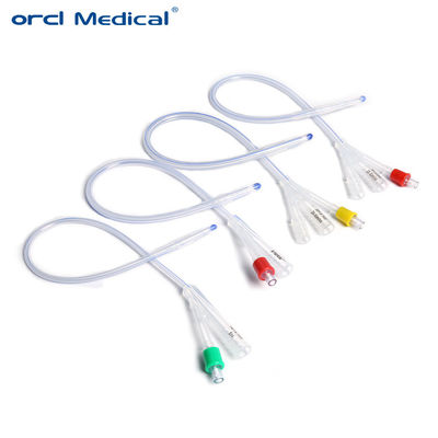 Catéters urinaires jetables à double ou à trois voies en silicone, revêtus de silicone, catéters médicaux en latex Foley