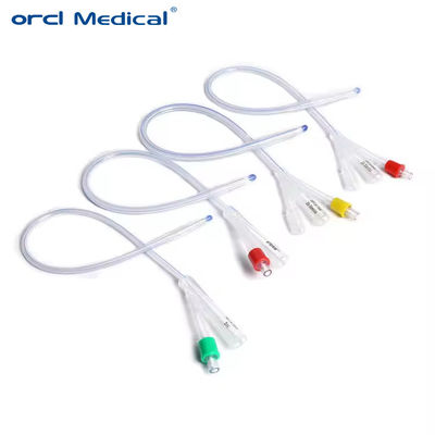 Catéters d' urine à chaud jetables stériles 100% silicone 3 voies Catéters de silicone de type Foley standard
