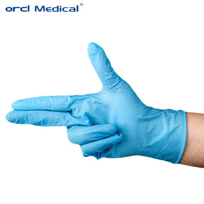 Gants d' examen jetables au nitrile bleu / noir sans latex pour les soins médicaux