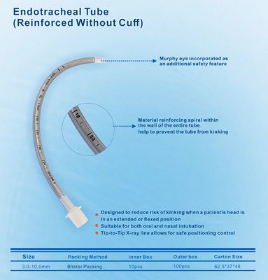 Équipement médical en latex en latex en PVC Cuffé / non enfile 2,0-10,0 mm Utilisation pédiatrique du tube endotrachéal 2,0 à 10 mm